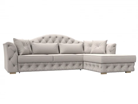 Диван угловой Артис правый угол (Брус,Рейка/Пластик/Замша/Бежевый) Лига Диванов 128042