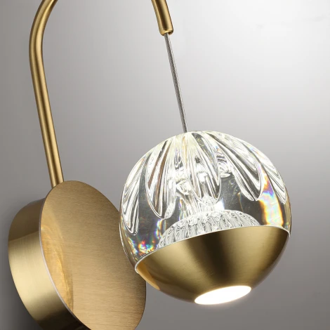 Бра Odeon Light Sono 5101/5WL под латунь/прозрачный/акрил LED 5W 4000K (220V, шар)