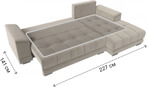 Диван угловой НордСтар правый угол (Бежевый/Микровельвет) Лига Диванов арт.121113