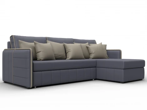 Диван угловой Лига-078 угол универсальный (ДСП/Пластик/Экокожа/Серый,Бежевый) Лига Диванов 130985