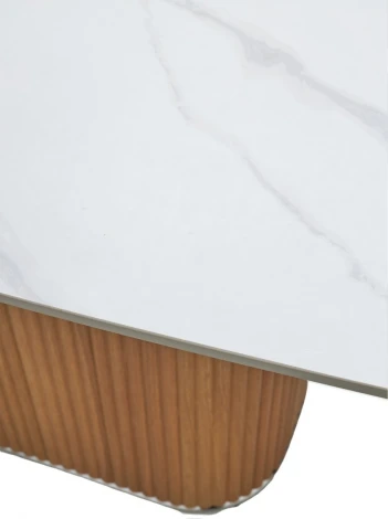 Стол M-City TAMPA 180 цвет БЕЛЫЙ МРАМОР M326, керамика / Каркас OAK