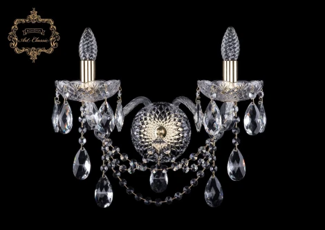 Бра Art Classic 10.25 10.25.2.200.XL.Gd.Sp (220V, хрусталь, подвески, подсвечник, свеча)