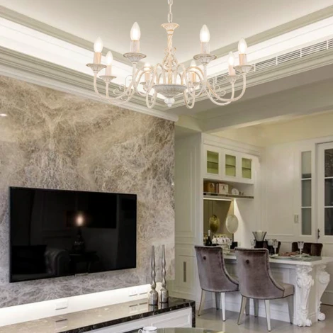 Подвесная люстра Arte Milano AM342620 342620/8 WT+G (220V, на цепи, подсвечник, свеча)