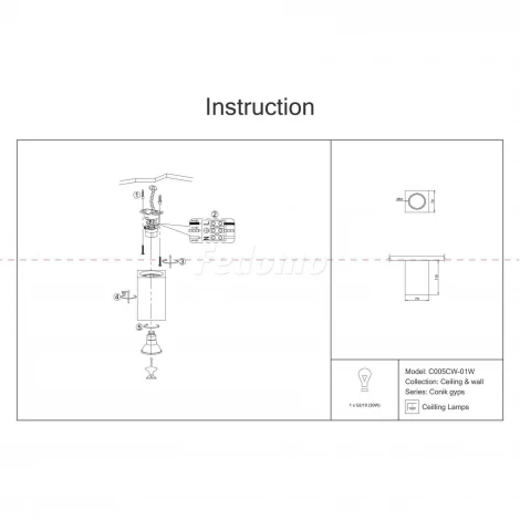 Накладной светильник Conik Maytoni gyps C005CW-01W (220V)