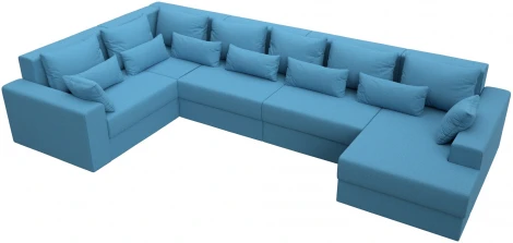 Диван П-образный Майами правый угол (Голубой/Рогожка) Лига Диванов арт.123254