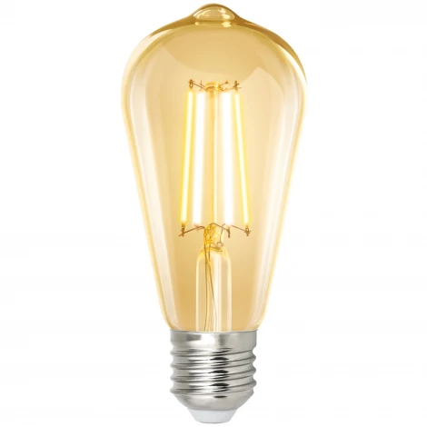 Умная лампа светодиодная Wi-Fi Bluetooth, диммируемая. Форма "конус", золотистая, 2700-6500K. Голосовое управление приложение UnielSmart Uniel LED-ST64-7W/SW/E27/230V/WF GLS82GO