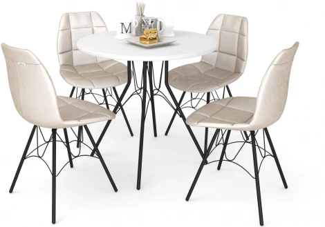 Обеденная группа SHT-DS145 жемчужный/белый/черный Sheffilton 6875345401