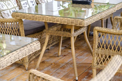 Стол плетеный из искусственного ротанга, цвет соломенный 4SIS Айриш YH-T4428G