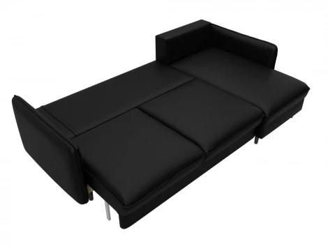 Диван угловой Лига-064 НПБ угол универсальный (ДСП/Дерево/Экокожа/Черный) Лига Диванов 129933