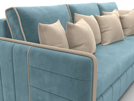 Диван угловой Лига-078 угол универсальный (ДСП/Пластик/Велюр/Бирюзовый,Бежевый) Лига Диванов 130987