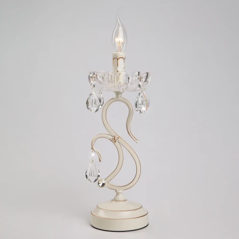 Интерьерная настольная лампа Eurosvet 12205 12205/1T белый (хрусталь Strotskis, подвески, выключатель, подсвечник, свеча)