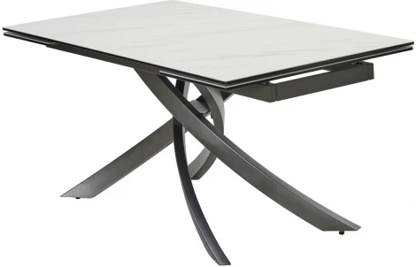 Стол M-City ESTEBIO 160 KL-99 Белый мрамор матовый, итальянская керамика/ Серый металлик