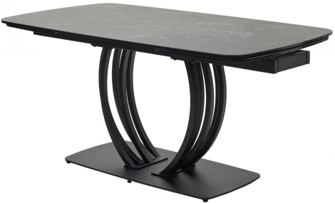 Стол MATERA 160 NERO KL-116 Черный мрамор матовый, итальянская керамика/ черный каркас М-City