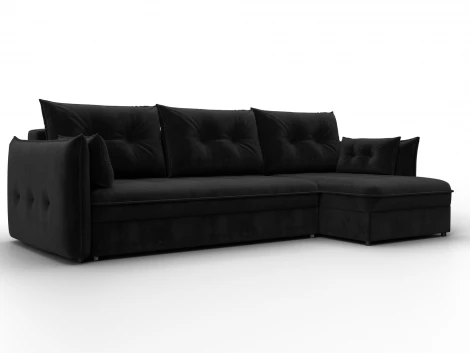 Диван угловой Лига-100 НПБ угол универсальный (ДСП,Фанера/Пластик/Велюр/Черный) Лига Диванов 133683