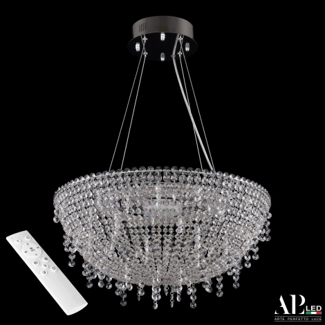 Подвесная люстра светодиодная с пультом APL LED Sicilia SH501.0.50.B.LED-DIM.Ni (220V, хрусталь, на тросе, круглые)