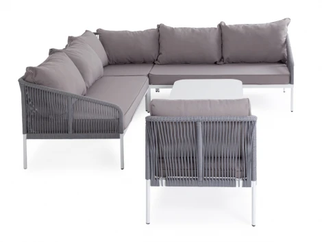 Модульная угловая лаунж-зона из роупа (веревки), цвет светло-серый 4SIS Канны KAN-S5C1T1-5-SET H-gray