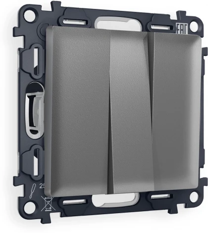 Комплект механизма Ambrella Volt 3-клавишного выключателя ALFA MA655010 Антрацит серый QUANT