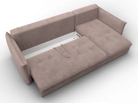 Диван угловой Лига-100 НПБ угол универсальный (ДСП,Фанера/Пластик/Велюр/Бежевый) Лига Диванов 133664