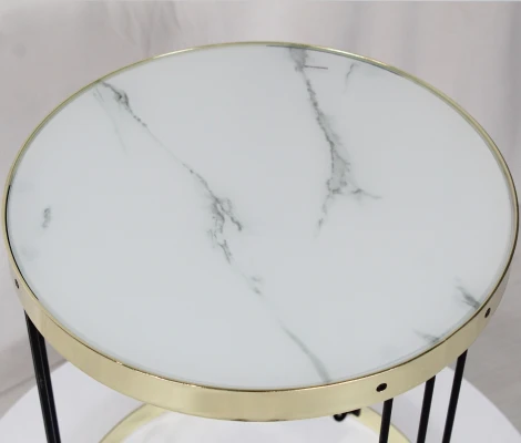 Столик журнальный SHT-CT15 светлый мрамор/латунь/черный Sheffilton 3192917502