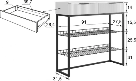 Обувница Классная 1 Mebelson (ЛДСП,Металл/Дуб золотой,Черный) арт.172188,3325