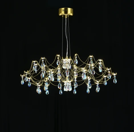 Подвесная люстра светодиодная с пультом и хрустальными подвесками K9 MyFar Ersilia MR2662-60P-50СD