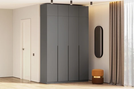 Шкаф с антресолью Арника (9 полок + штанга) ШК 5 (1600), Графит