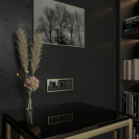 Рамка на 3 поста Baguette (черный/латунь) Werkel W0032852 (a060241)