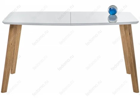 Стеклянный стол Woodville Серсея белый / дуб монтана 462079
