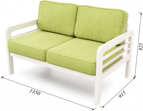 Диван Arsko прямой Бергер М беленый дуб рогожка зеленая