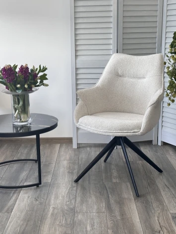 Стул OVE 360 град. поворот. RAVEN22 Бежево-белый, ткань / Черный, ®DISAUR