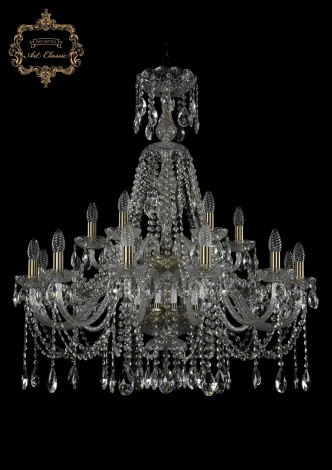 Подвесная большая люстра Art Classic 11.12 11.12.12+6.300.2d.XL-94.Br.Sp (220V, хрусталь, на цепи, подсвечник, свеча)
