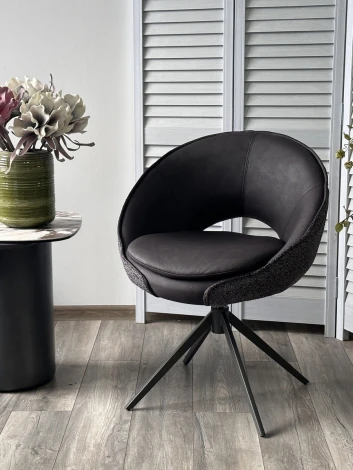 Стул ANABEL 360 град. поворот Черный  Maison 99# / OTE COBBLE 457 / серый каркас, ®DISAUR (арт.621M05764)