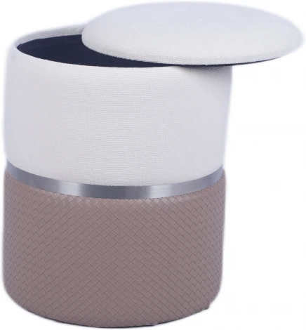 Пуф Кэрри с ящиком серебро шенилл светло-коричневый Stool Group арт.УТ000039381