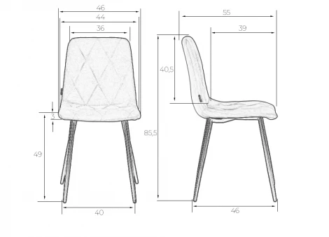 Стул обеденный DOBRIN CHILLY ROMBO (Лавандовый Simple 48, основание белый) 006 ROMBO, цвет сиденья лавандовый основания белый