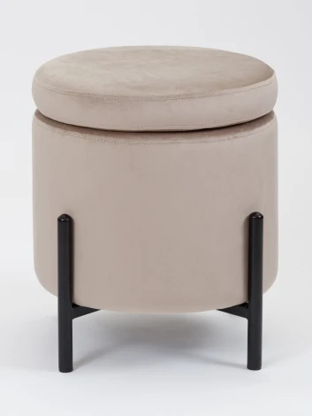 Пуф MyFar Фрэнк с ящиком серо-бежевый велюр MF1020-1