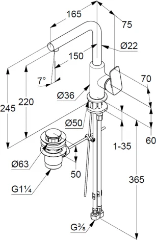 Смеситель Kludi Pure&Style 400250575 для раковины