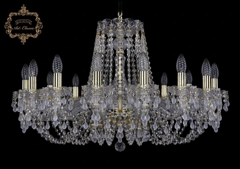 Подвесная большая люстра Art Classic 11.24 11.24.16.300.Gd.V0300 (220V, хрусталь, на цепи, подсвечник, свеча)