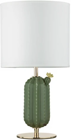 Настольная лампа Odeon Light Cactus 5425/1T золотой/зеленый/белый/металл/керамика/ткань E27 1*60W (220V, выключатель, круглые)