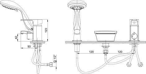 Смеситель GPD Atros MAK67 на борт ванны