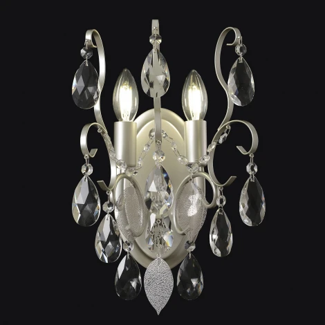 Бра Crystal Lux ESMIRALDA AP2 SILVER (220V, подвески, свеча, листья)