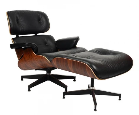 Кресло Eames Style Lounge Chair Ottoman Black Premium U.S. Version