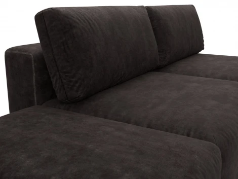 Диван прямой модульный с пуфом Лига-060 НПБ (ЛДСП,Брус,Фанера/Пластик/Велюр/Коричневый) Лига Диванов 129673