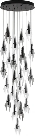 Потолочная каскадная люстра Odeon Light Afalina 5442/137L черный/бел.матовый/прозрачн./дымчатый/металл/стекло LED*137W 3000K (220V, на проводе)