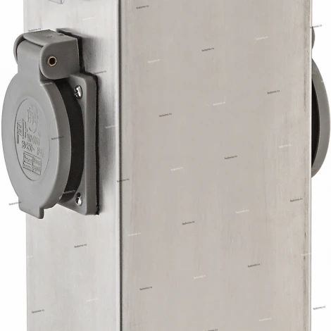 Столб со штепсельной розеткой и таймером Globo Pietra, 2 гнезда, никель с серым, черным и белым