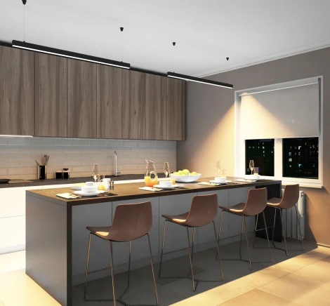 Подвесной линейный светильник светодиодный IP44 Denkirs DK9123-BK (220V, на тросе)