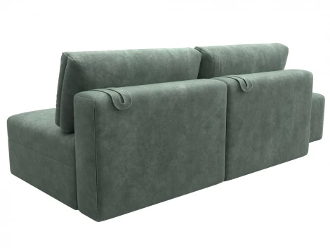 Диван прямой модульный с пуфом Лига-060 НПБ (ЛДСП,Брус,Фанера/Пластик/Велюр/Зеленый) Лига Диванов 129671