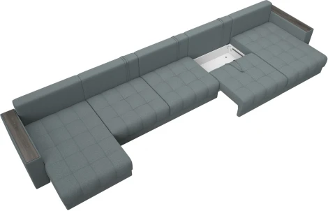 Диван П-образный с декором Лига-049 НПБ Мегалонг Лига Диванов (Рогожка) арт.128520