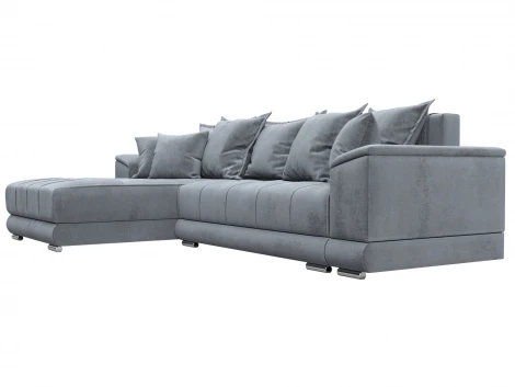 Диван угловой НордСтар левый угол (ДСП,Брус/Пластик/Велюр/Серый) Лига Диванов 127942L