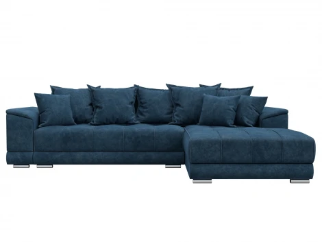 Диван угловой НордСтар правый угол (ДСП,Брус/Пластик/Велюр/Синий) Лига Диванов 127937