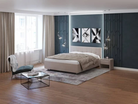 PROxSON Кровать Diamo без основания (Ткань: Рогожка Тетра Бежевый) 160x190